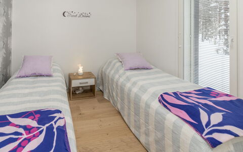Hillaniitty: Bed, Bedroom, Floor, Wall, Interior Design, Flooring, Wood, Furniture, Bed Sheet, Linens