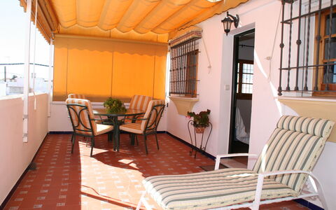 Apartamento Playa De Regla: Furniture, Window, Table, Flowerpot, Plant, Building, Chair, Wood, Houseplant, Outdoor Furniture