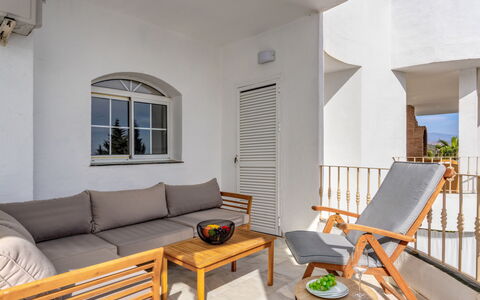 Las Brisas Estepona Golf: Furniture, Table, Property, Couch, Wood, Comfort, Window, Interior Design, Living Room, Shade