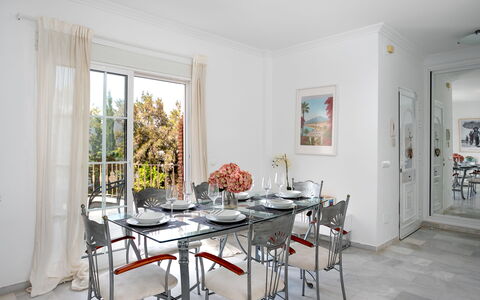 Las Brisas Estepona Golf: Furniture, Chair, Table, Interior Design, Flooring, Kitchen & Dining Room Table, Dining Room, Floor, Home, Room