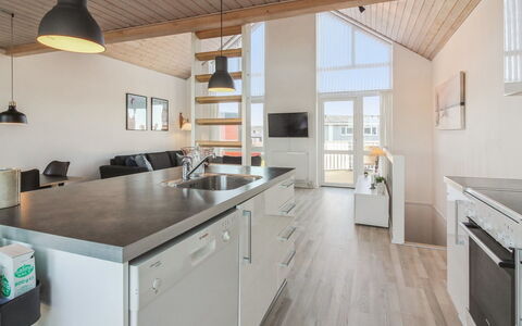 Truls - 700M from the Sea: Kitchen, Countertop, Wood, Flooring, Ceiling, Interior Design, Floor, Furniture, Cabinetry, Wood Flooring