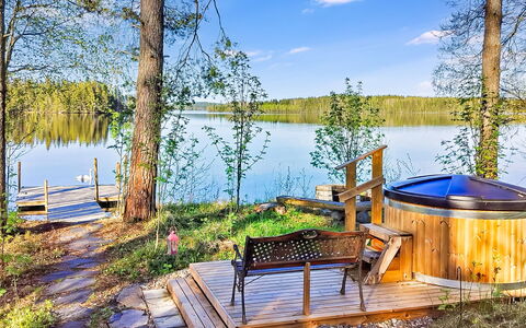 Villa Kuorinka: Deck, Garden, Chair, Natural Material, Backyard, Yard, Garden Buildings, Patio, Eco Hotel, Outdoor Structure