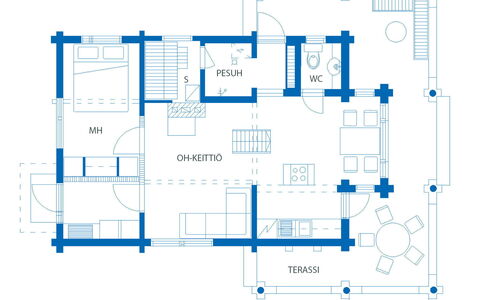 Villa Käpytikka: Bed, Furniture, Bedroom, Interior Design, Bedding, Bed Sheet, Flooring, Wood, Floor, Room