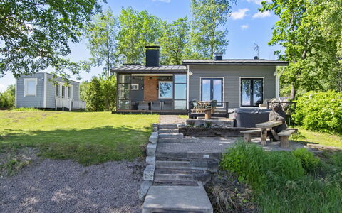 Liisan Ranta: Outdoor Furniture, Shrub, House, Outdoor Table, Furniture, Home, Garden, Lawn, Backyard, Estate