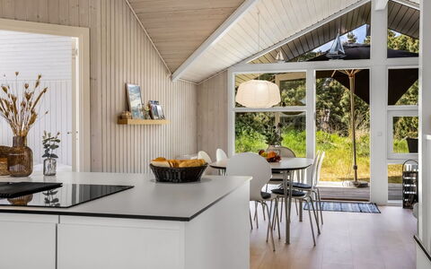 Ubbe - 800M from the Sea: Wood, Interior Design, Flooring, Ceiling, Furniture, Kitchen, Light Fixture, Countertop, Floor, Kitchen & Dining Room Table