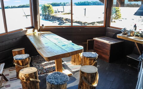 Villa Kipinä: Furniture, Interior Design, Flooring, Floor, Table, Ceiling, Kitchen & Dining Room Table, Lighting, Chair, Home