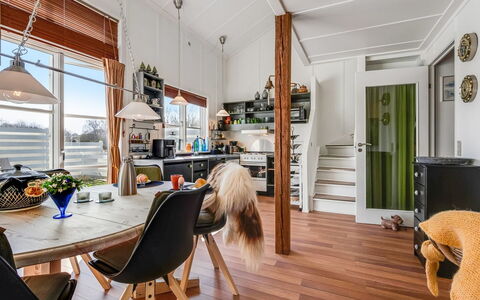 Monja - 50M from the Sea: Furniture, Interior Design, Wood, Flooring, Wood Flooring, Ceiling, Floor, Chair, Home, Living Room
