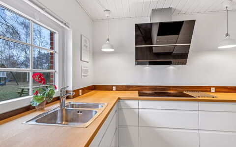 Rajka - 800M from the Sea: Kitchen, Countertop, Flooring, Cabinetry, Interior Design, Wood, Kitchen Appliance, Plumbing Fixture, Major Appliance, Floor