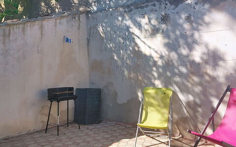 La Boirie: Furniture, Outdoor Furniture, Composite Material, Chair, Concrete, Backyard, Yard, Wood Stain, Flagstone, Folding Chair