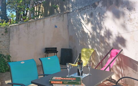 La Boirie: Furniture, Chair, Outdoor Furniture, Outdoor Table, Backyard, Yard, Shade, Coffee Table, Folding Chair, Patio