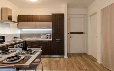 Ilaria 101.6: Interior Design, Kitchen, Flooring, Wood, Furniture, Ceiling, Kitchen Appliance, Countertop, Floor, Cabinetry