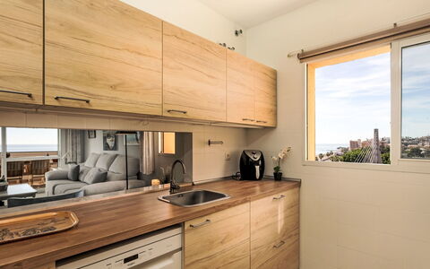 Fuengirola 605: Countertop, Cabinetry, Property, Drawer, Building, Kitchen, Chest Of Drawers, Wood, Lighting, Interior Design