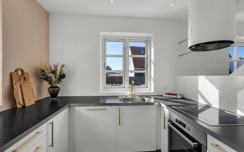 Birtir - 200M from the Sea: Countertop, Kitchen, Flooring, Interior Design, Kitchen Appliance, Cabinetry, Wood, Ceiling, Floor, Home Appliance