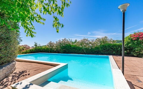 Villa La Pagliarina: Water, Sky, Plant, Property, Swimming Pool, Street Light, Cloud, Azure, Rectangle, Shade