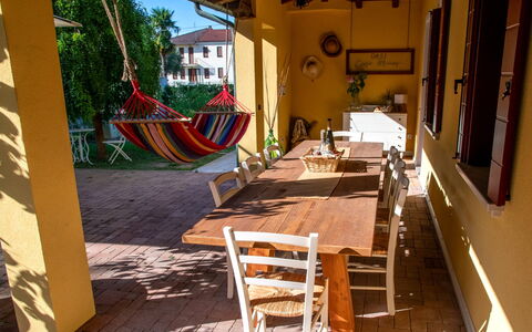 Oasi Casamaras, Brenta River, Wifi, Ac: Furniture, Table, Wood, Interior Design, Shade, Building, Chair, Tree, Plant, Real Estate
