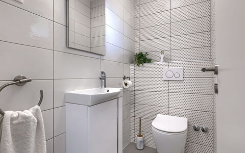 Corona Cordis: Plumbing Fixture, Sink, Tap, Bathroom, Mirror, Building, Purple, Plant, Interior Design