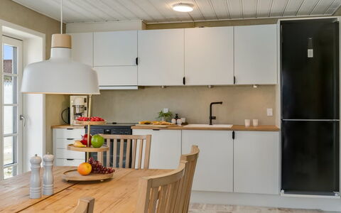 Edin - 100M from the Sea: Furniture, Countertop, Kitchen, Interior Design, Flooring, Kitchen Appliance, Light Fixture, Wood, Cabinetry, Ceiling