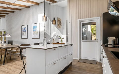 Sighfrith - 2Km from the Sea: Kitchen, Countertop, Interior Design, Flooring, Furniture, Cabinetry, Wood, Light Fixture, Ceiling, Kitchen Appliance