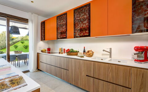 Villa Corallo - Sea Front | By Rocco Forte Villas: Cabinetry, Property, Countertop, Tap, Kitchen, Wood, Orange, Interior Design, Window, Wall