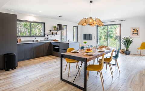Hotel du Nord: Table, Furniture, Countertop, Cabinetry, Kitchen, Window, Wood, Interior Design, Chair, Flooring