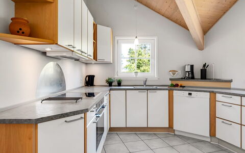 Femmy - 600M from the Sea: Kitchen, Interior Design, Wood, Flooring, Countertop, Home, Kitchen Appliance, Ceiling, Furniture, Cabinetry