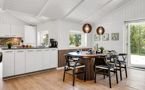 Famke - 1Km from the Sea: Interior Design, Wood, Furniture, Flooring, Ceiling, Wood Flooring, Kitchen, Countertop, Floor, Kitchen & Dining Room Table