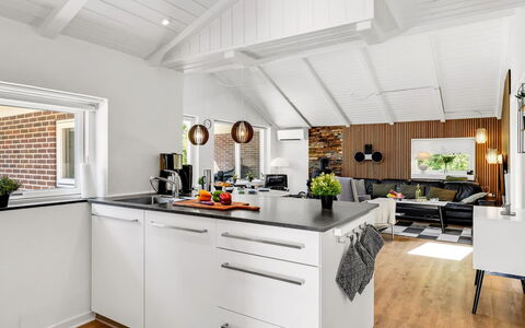 Famke - 1Km from the Sea: Furniture, Kitchen, Countertop, Kitchen Appliance, Interior Design, Flooring, Major Appliance, Wood, Ceiling, Cabinetry
