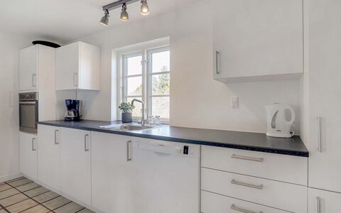 Domnika - 350M from the Sea: Kitchen, Countertop, Flooring, Cabinetry, Interior Design, Kitchen Appliance, Floor, Plumbing Fixture, Furniture, Major Appliance