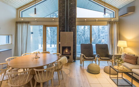 Villa Aava: Furniture, Chair, Outdoor Furniture, Table, Wood, Outdoor Table, Kitchen & Dining Room Table, Shade, Garden, Umbrella