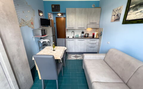 Casa Carlotta - San Bartolomeo Al Mare: Furniture, Picture Frame, Property, Azure, Blue, Couch, Table, Interior Design, Architecture, Chair
