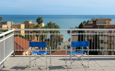 Casa Carlotta - San Bartolomeo Al Mare: Sky, Building, Water, Cloud, Azure, Blue, Shade, Tree, Urban Design, Fence