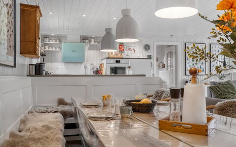 Juste - 1.7Km from the Sea: Furniture, Interior Design, Light Fixture, Ceiling, Kitchen, Flooring, Countertop, Lighting, Room, Home