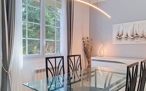 Mayne: Interior Design, Furniture, Ceiling, Lighting, Light Fixture, Flooring, Room, Kitchen & Dining Room Table, Dining Room, Glass