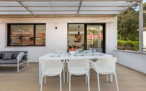Sa Riera White on the Beach: Furniture, Property, Cabinetry, Comfort, Window, Building, Mirror, Wood, Bed Frame, Bed