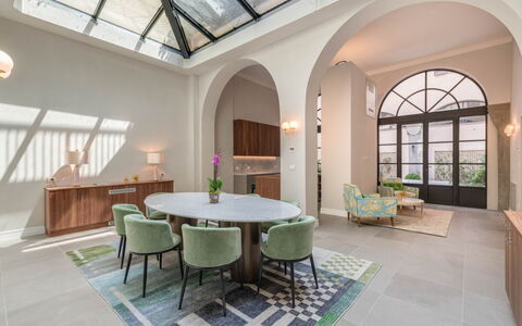 Duomo Penthouse Luxury Apartment In Florence By Pa: Table, Furniture, Property, Chair, Plant, Window, Wood, Building, Interior Design, Floor