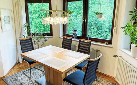 Kersten: Table, Furniture, Property, Plant, Blue, Chair, Tableware, Shade, Interior Design, Outdoor Furniture