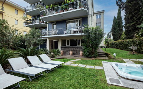 Provenzale Apartment, Garda Lake, Jacuzzi, Fitness: Plant, Building, Window, Interior Design, Architecture, Shade, Urban Design, Condominium, Residential Area, House