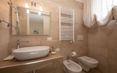 Terra Mater: Flooring, Bathroom, Interior Design, Plumbing Fixture, Wall, Floor, Sink, Bathroom Sink, Room, Tap