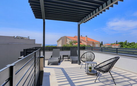 Villa Petra: Sky, Property, Building, Shade, Architecture, Outdoor Furniture, Interior Design, Cloud, Line, Real Estate