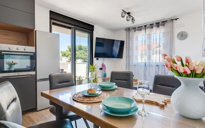 Luxury Villa Terra Maiorum 106.2: Table, Furniture, Property, Azure, Plant, Interior Design, Lighting, Couch, Window, Living Room