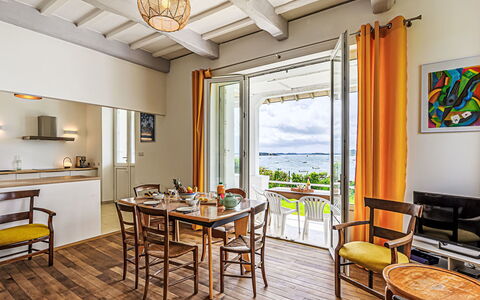 Maison la Prâme: Table, Furniture, Property, Chair, Wood, Interior Design, Lighting, Window, Floor, Flooring