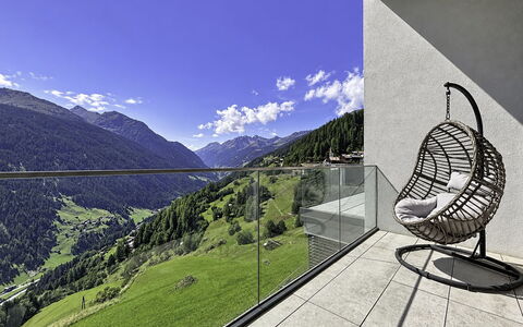 Skyline Retreat: Mountain Range, Chair, Balcony, Wood Flooring, Ridge, Alps, Eco Hotel, Penthouse Apartment, Living Room