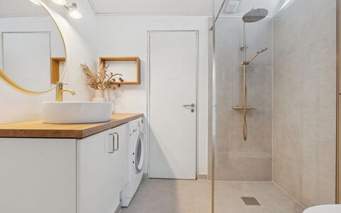 Maritha - 400M from the Sea: Flooring, Interior Design, Plumbing Fixture, Wall, Floor, Bathroom, Ceiling, Tap, Light Fixture, Bathroom Cabinet