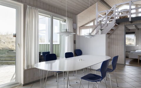 Merta - 150M from the Sea: Interior Design, Flooring, Furniture, Floor, Ceiling, Kitchen & Dining Room Table, Dining Room, Chair, Light Fixture