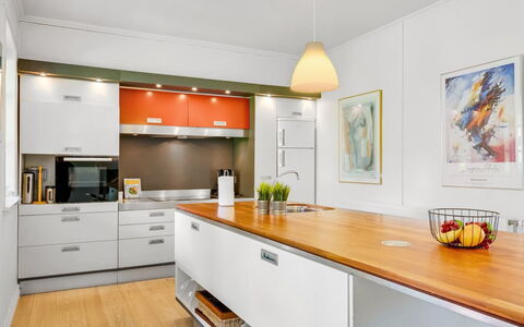 Ejnarine - 600M to the Fjord: Kitchen, Cabinetry, Countertop, Furniture, Interior Design, Flooring, Kitchen Appliance, Wood, Major Appliance, Ceiling