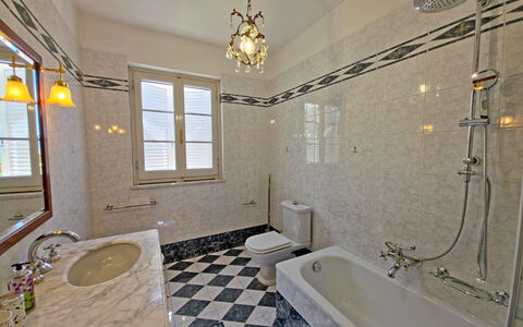 Casa Luigi: Flooring, Plumbing Fixture, Floor, Interior Design, Bathroom, Tile, Tap, Plumbing, Lighting, Ceiling
