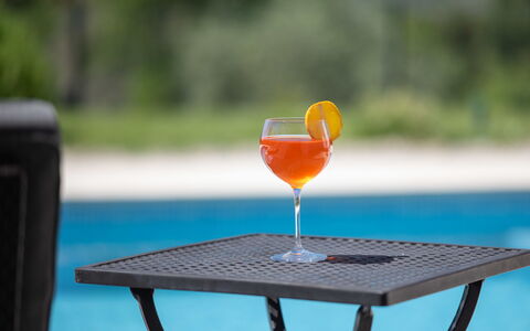 Villa Tomicich: Table, Water, Furniture, Tableware, Chair, Outdoor Table, Outdoor Furniture, Body Of Water, Leisure, Tree