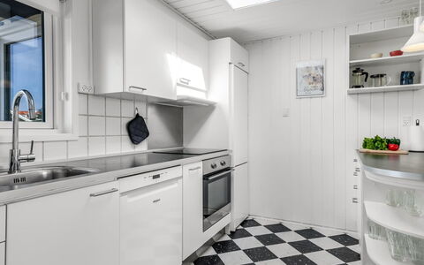 Myrte - 300M from the Sea: Kitchen, Flooring, Major Appliance, Kitchen Appliance, Countertop, Floor, Interior Design, Cabinetry, Ceiling, Home Appliance