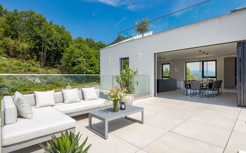 Opatija Sky: Sky, Table, Property, Furniture, Building, Plant, Chair, Window, Outdoor Table, Tableware