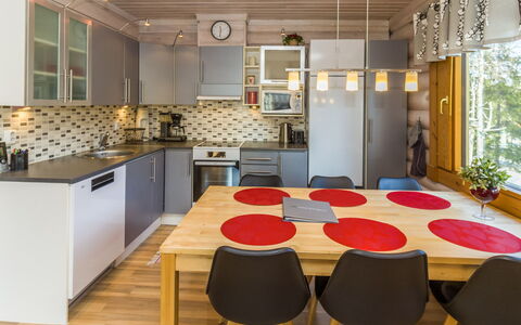 Rukanlyhty: Kitchen, Interior Design, Furniture, Countertop, Kitchen Appliance, Major Appliance, Wood, Light Fixture, Flooring, Ceiling